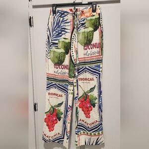 Rachel Zoe Multicolor Tropical Print Straight Leg Trouser